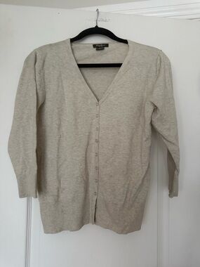 Eddie Bauer Beige V-Neck Button Cardigan